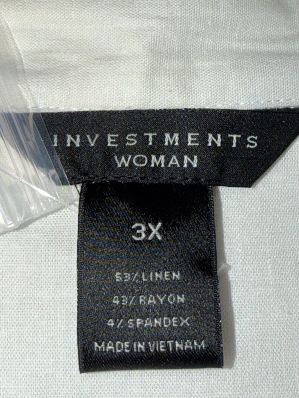 Investments Woman 3X White Stretch Linen Button Shirt NWT - Picture 3 of 7